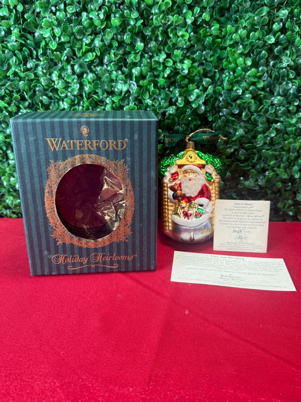 Waterford Holiday Heirlooms 2000 Santa's Chimney Blown Glass Ornament Box & COA